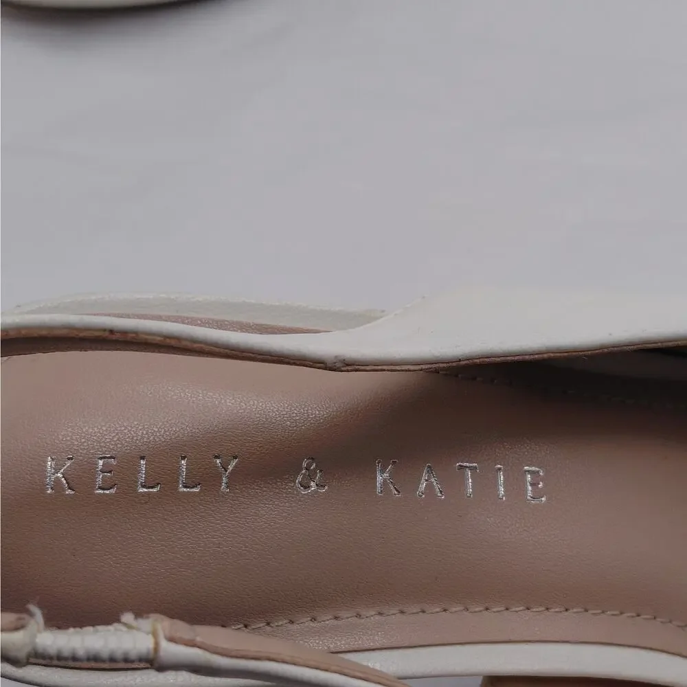 Kelly & Katie Womens Slingback Heels Size 9 White Peep Toe Pumps Bridal Shoes